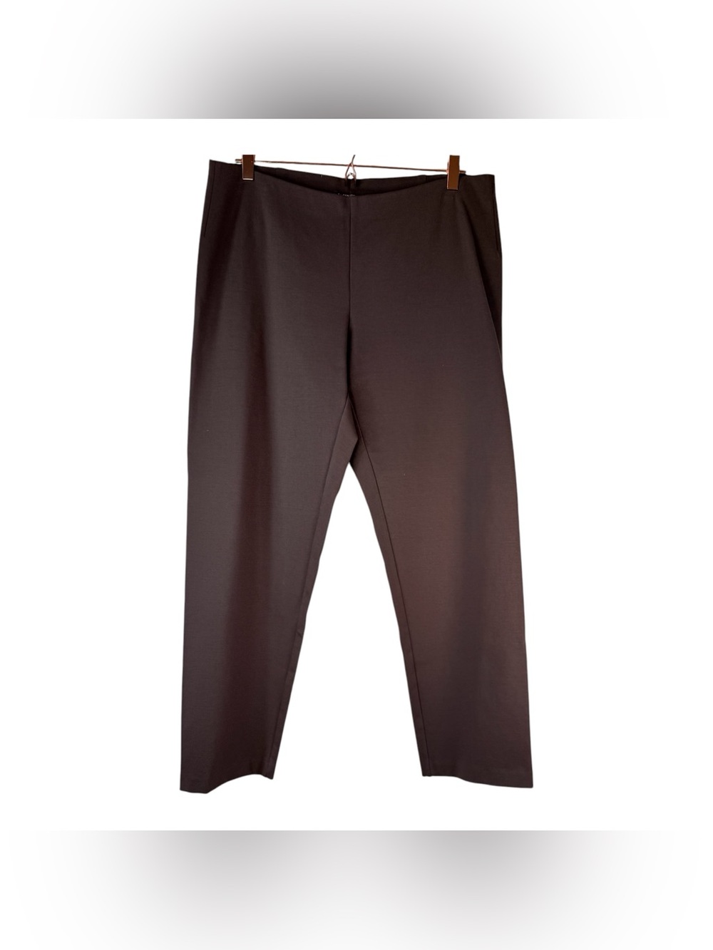 Eileen Fisher Women’s Ankle Pants Brown Ponte Stretchy Rayon Blend Size Large
